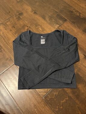 Women's Lurex Seamless Cropped Long Sleeve Top - All In Motion™ Navy Blue M